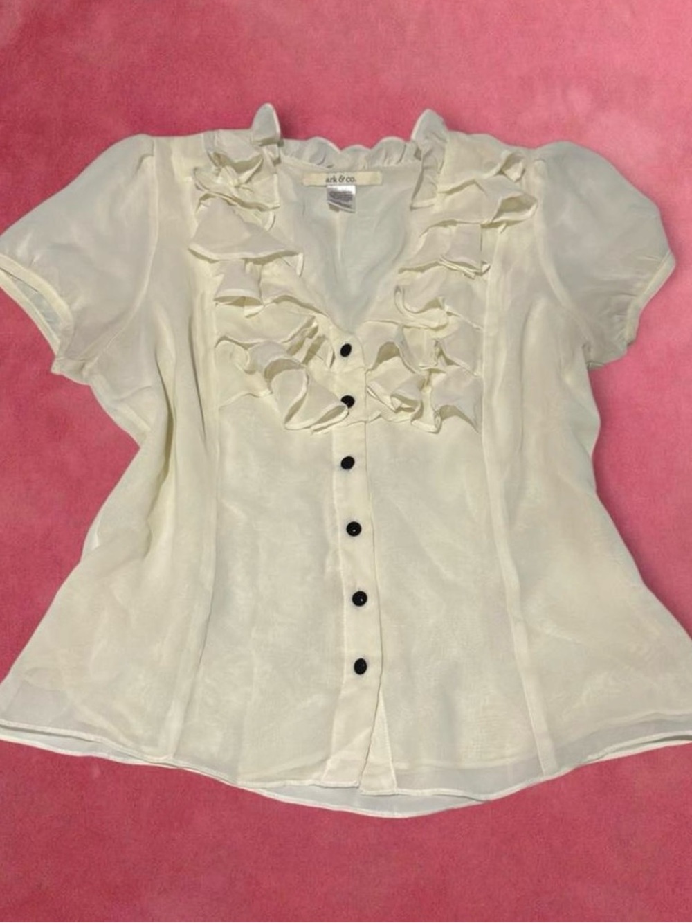 Ark & Co Cream Ruffle Button-Front Blouse